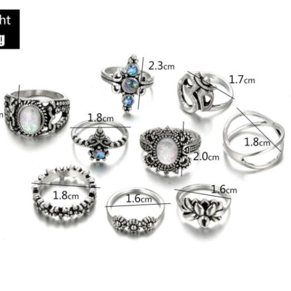 NEW 9pc garden of flowers ring set - Picture 5 of 6